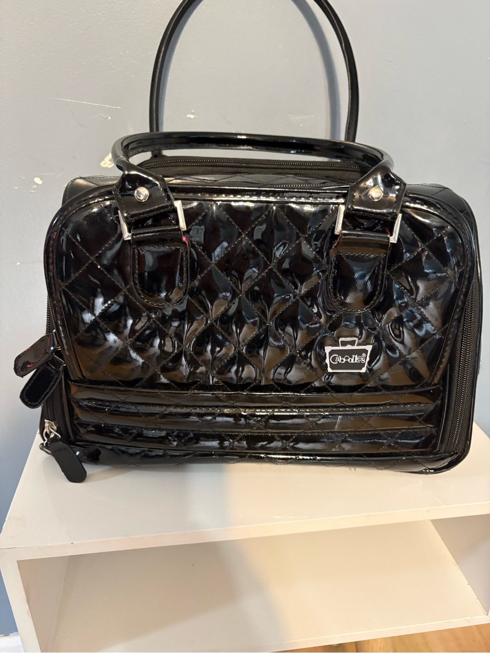 Caboodles Glossy Black Quilted Patent Carryall